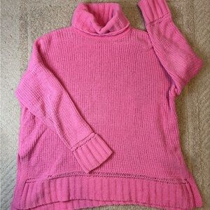 Aerie Vibrant Pink Oversized Turtleneck Sweater